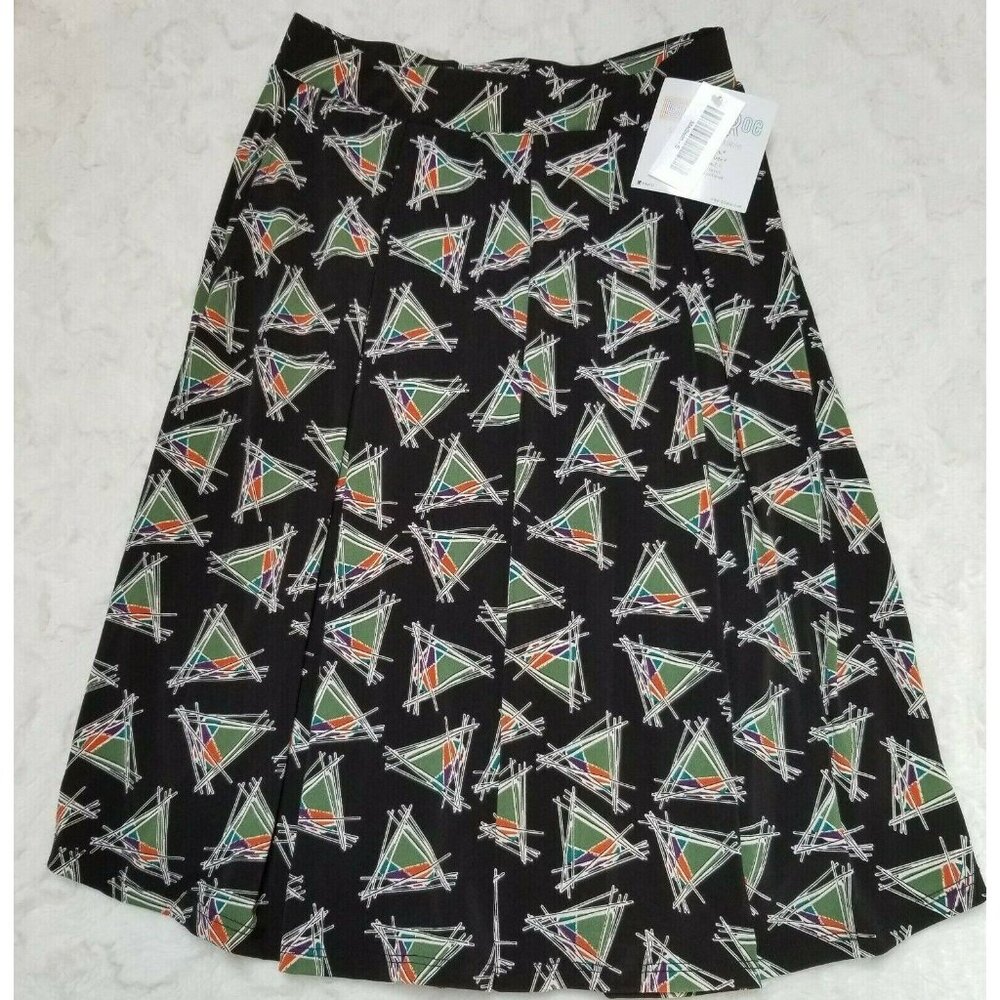 New LulaRoe Simply Comfortable Women's Small Black/Multi Pleated Midi Skirt